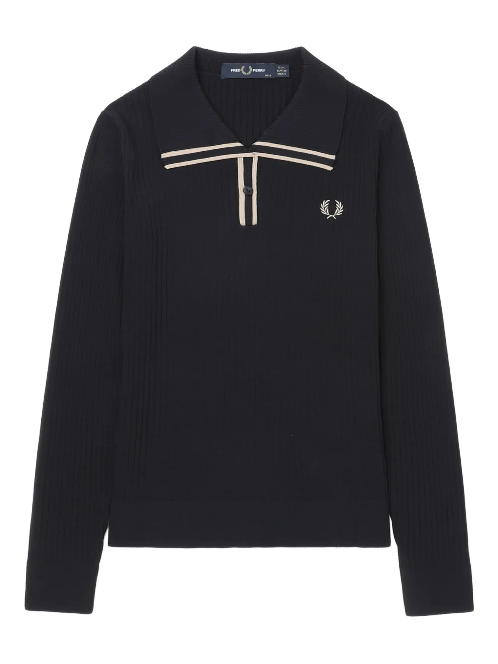 Fred Perry Ribbed-knit Polo-neck Sweater In Black