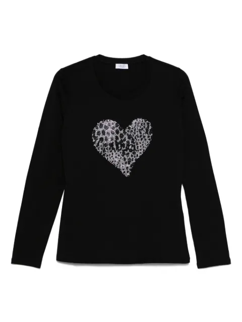 LIU JO heart-embellished long-sleeve T-shirt