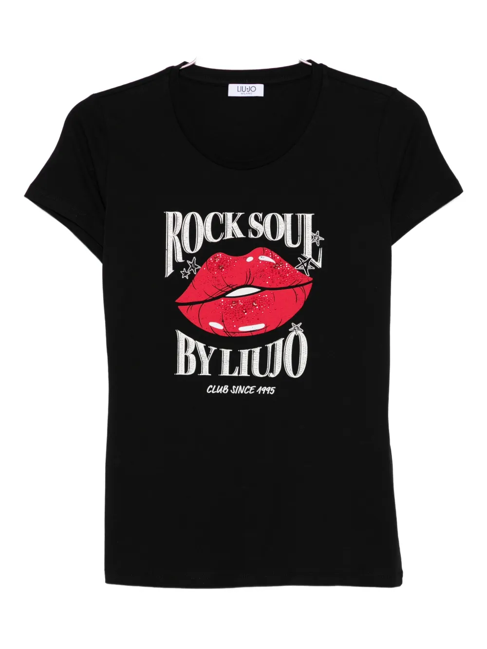 Liu •jo Lips-print T-shirt In Black
