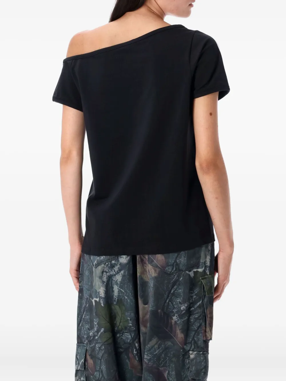 adidas Off-shoulder T-shirt met drie strepen Zwart