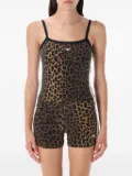 adidas leopard-print three-stripe tank top - Brown