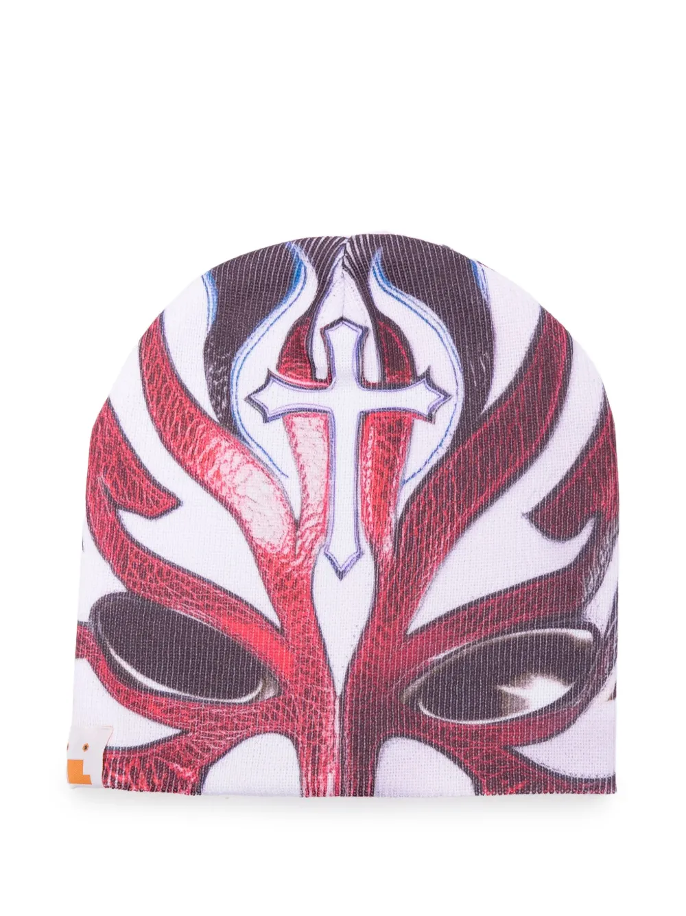 wrestling-mask print beanie hat