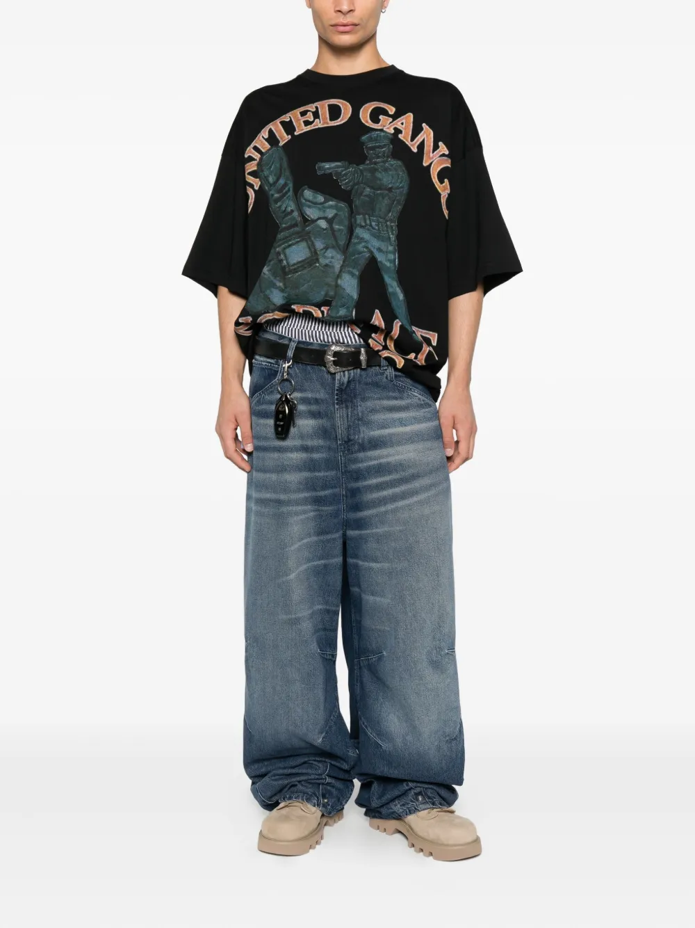 PDF graphic-print T-shirt - Zwart