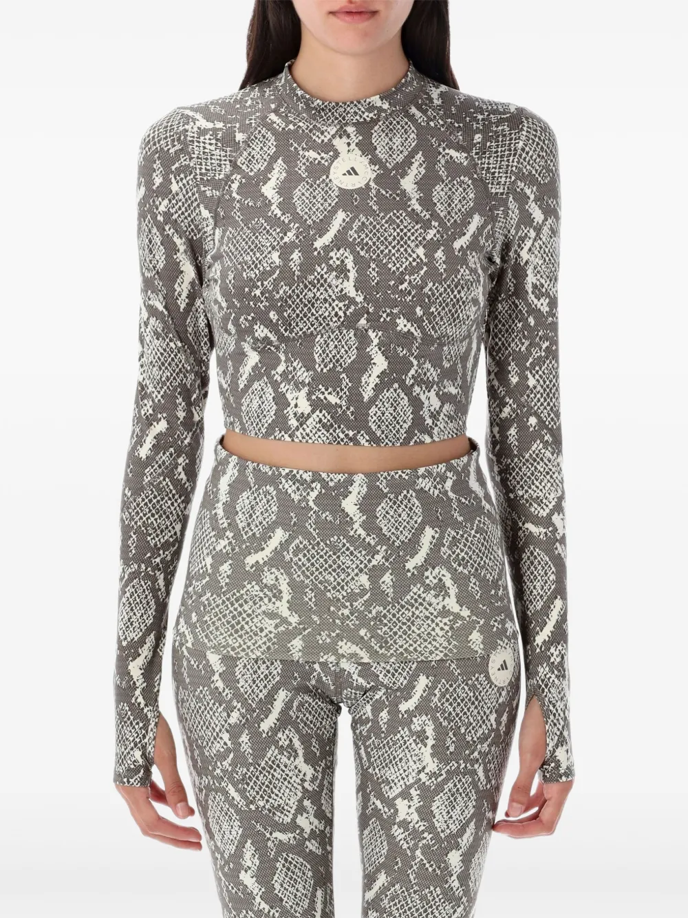 snake-print long-sleeve top