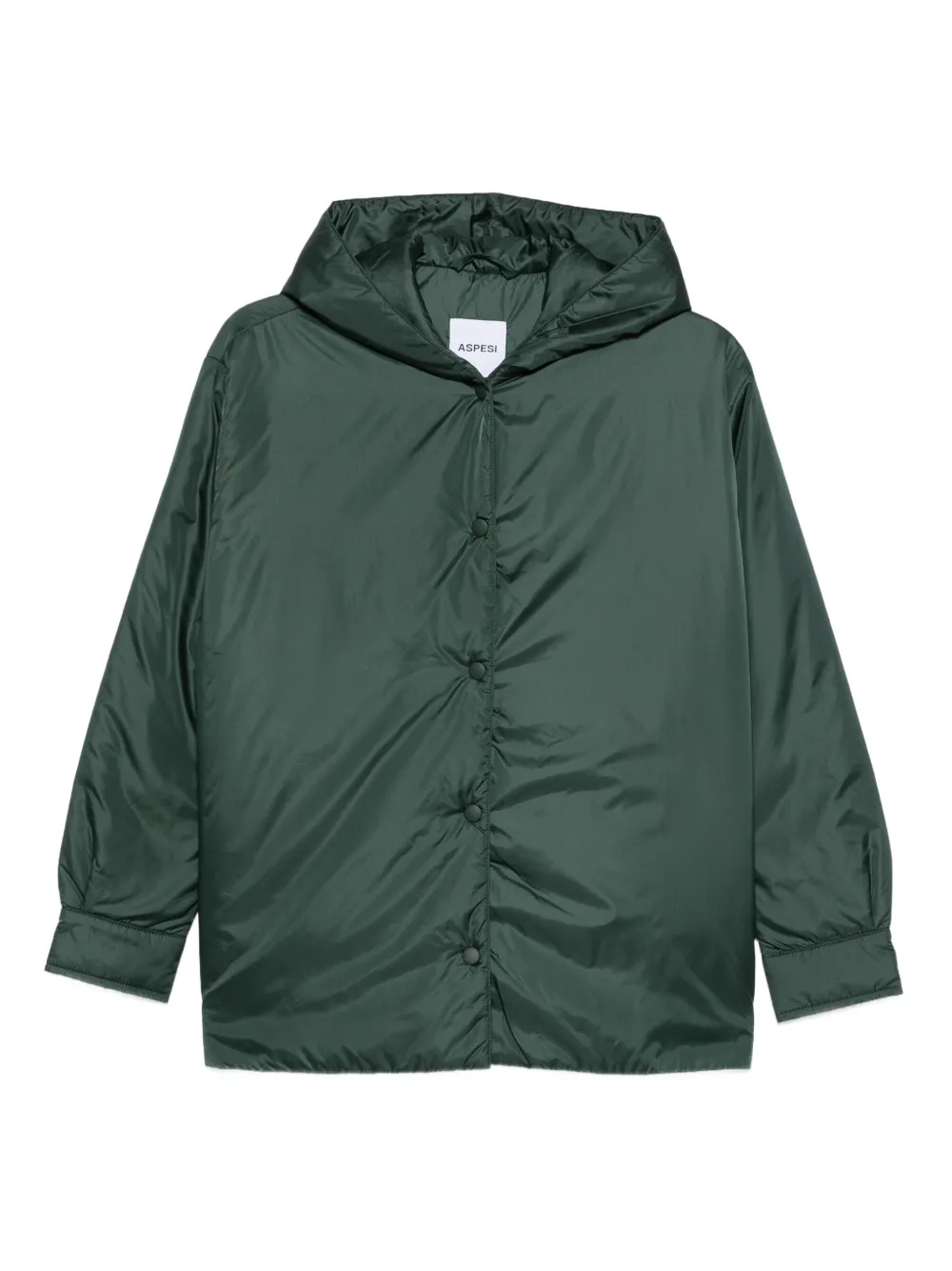 Aspesi Beth Hooded Buttoned Jacket In Green
