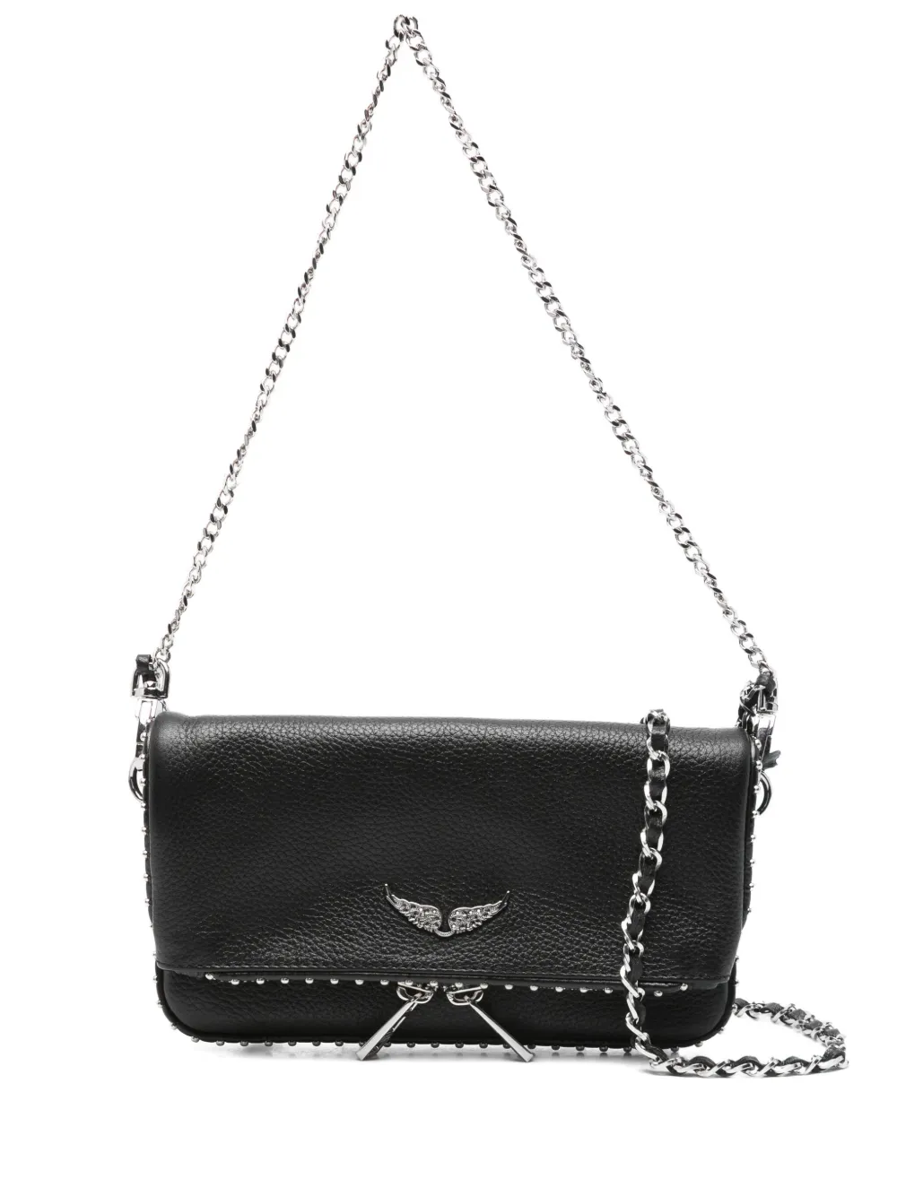 Zadig&Voltaire Rock Nano studded leather shoulder bag Zwart