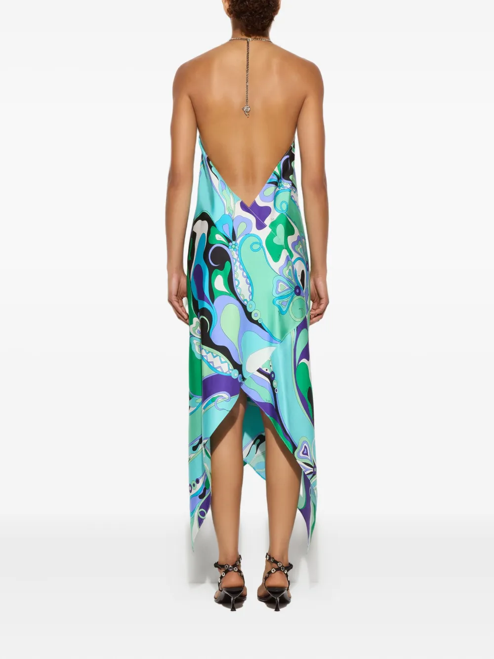 Pucci Halter-neck Asymmetric Dress In Green