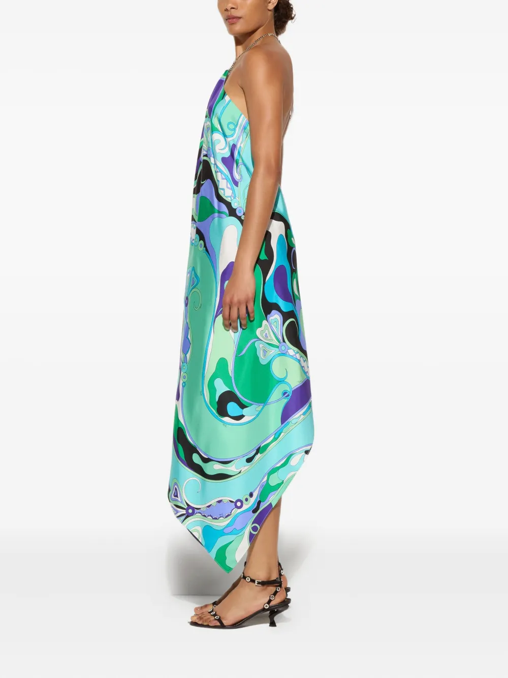 PUCCI halter-neck asymmetric dress Groen