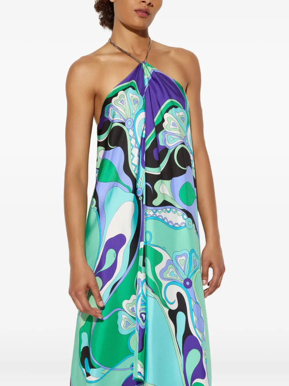 PUCCI halter-neck asymmetric dress Groen