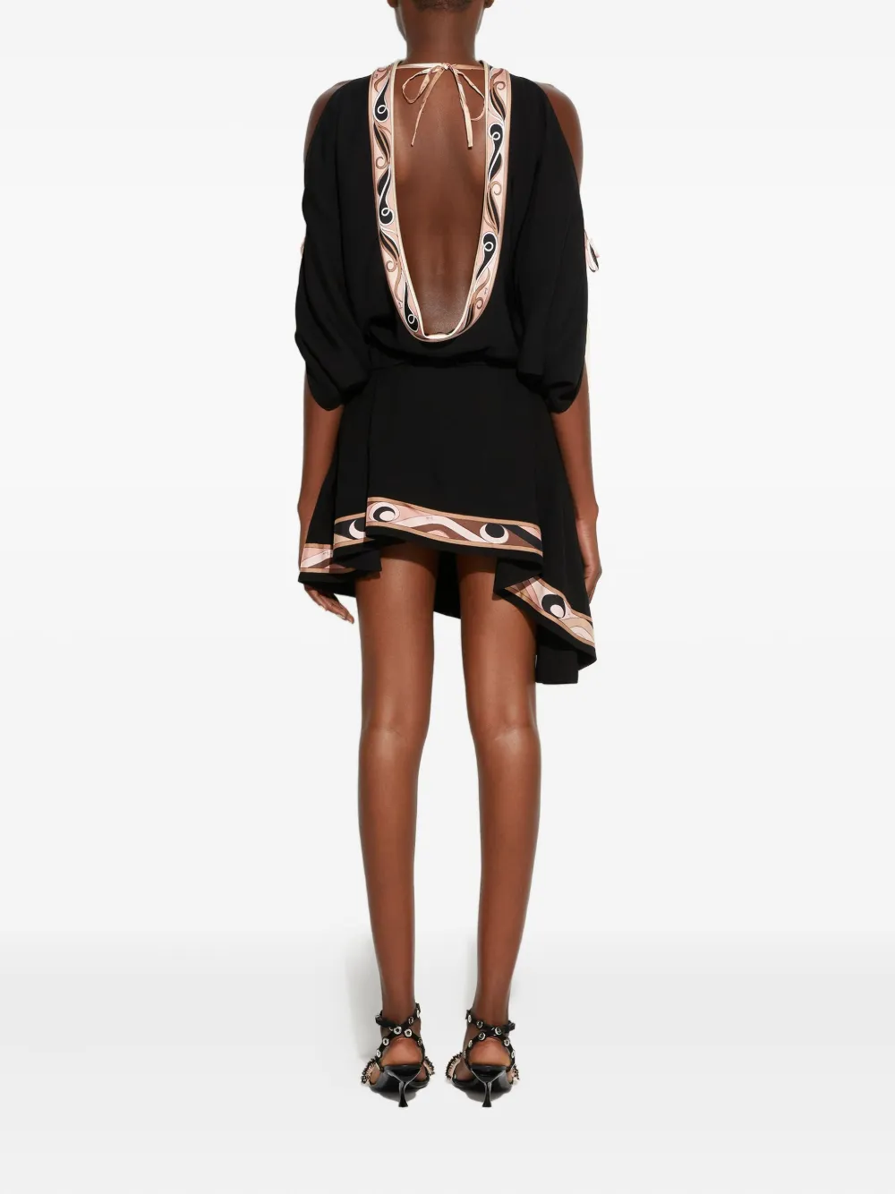 PUCCI Asymmetrische mini-rok met print Zwart
