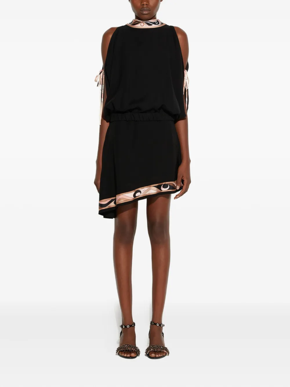 PUCCI asymmetric print-insert mini skirt - Zwart