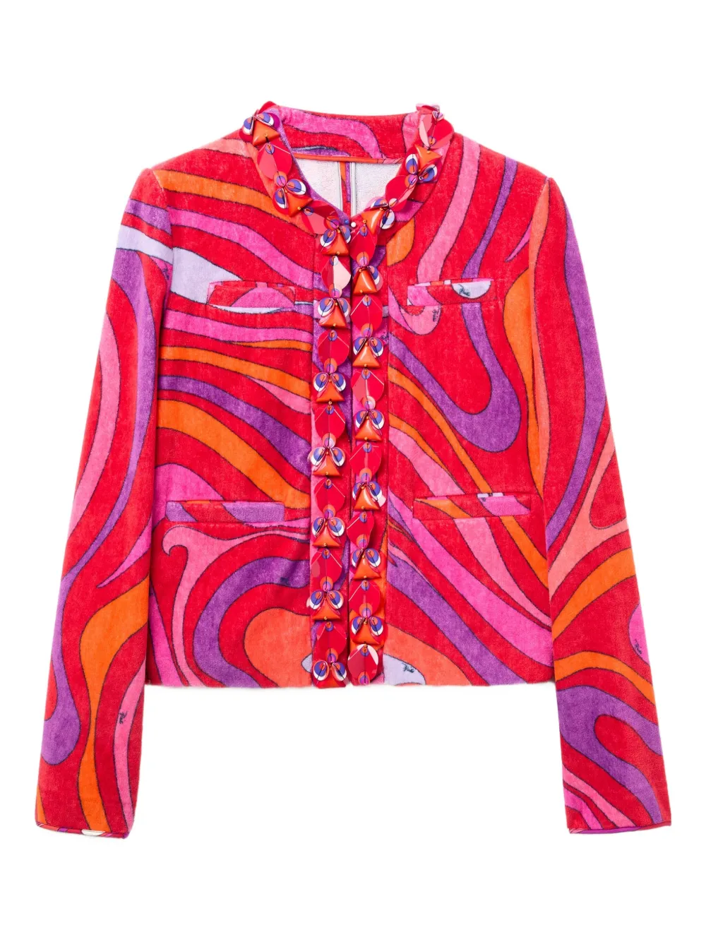 Pucci Swirl-print Ruffled Jacket In Multi