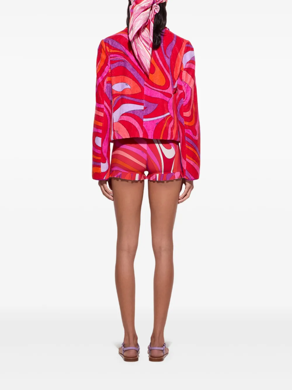 Pucci Swirl-print Ruffled Jacket In Multi