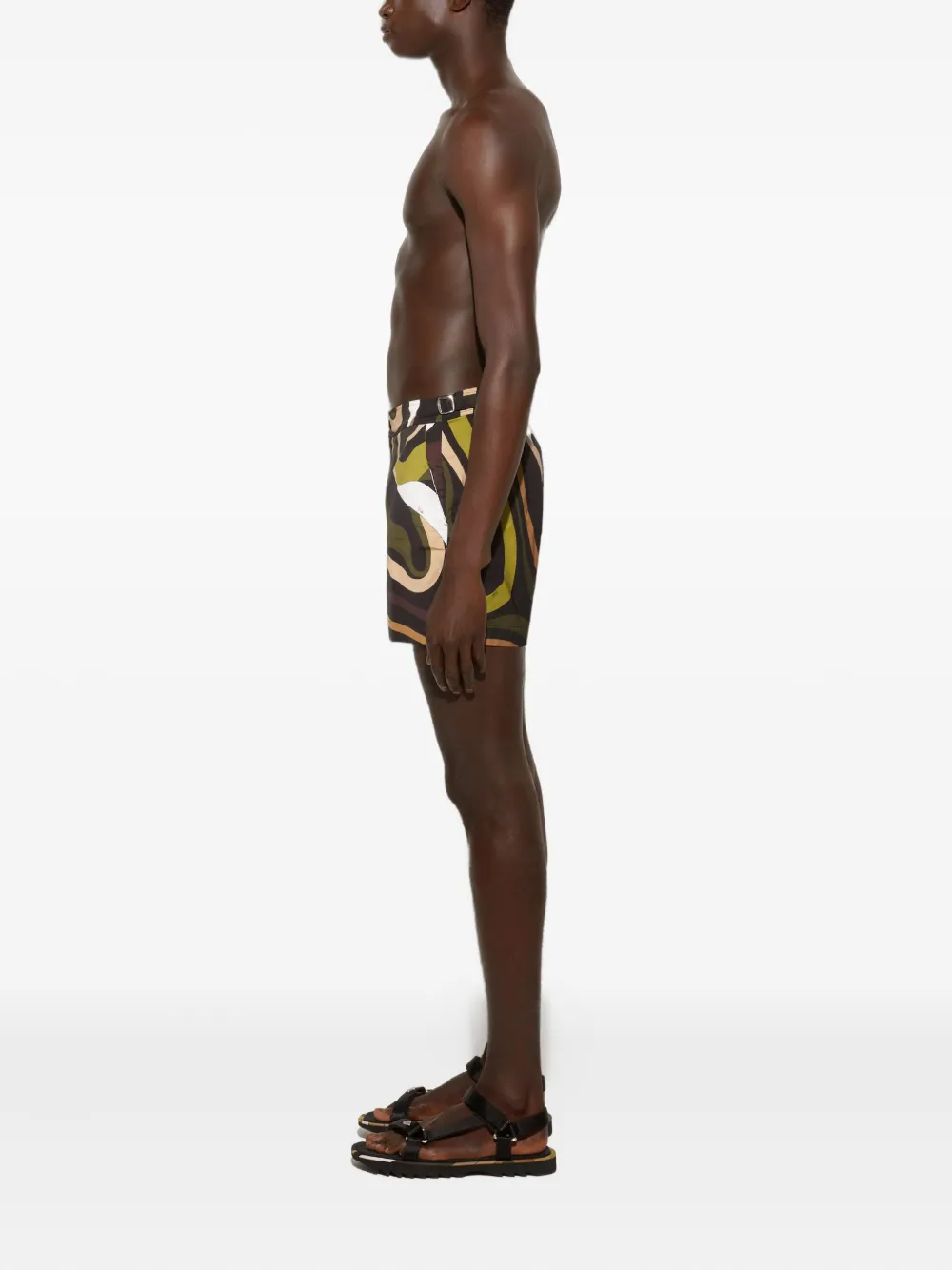 Pucci Abstract-print Swim Trunks In Multi