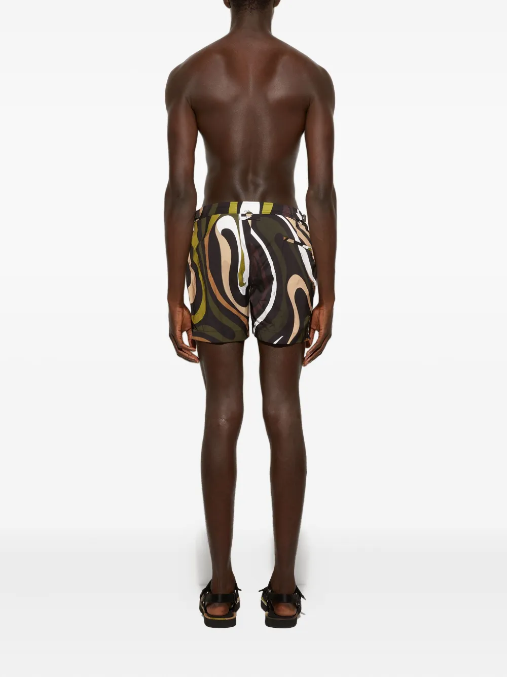 Pucci Abstract-print Swim Trunks In Multi