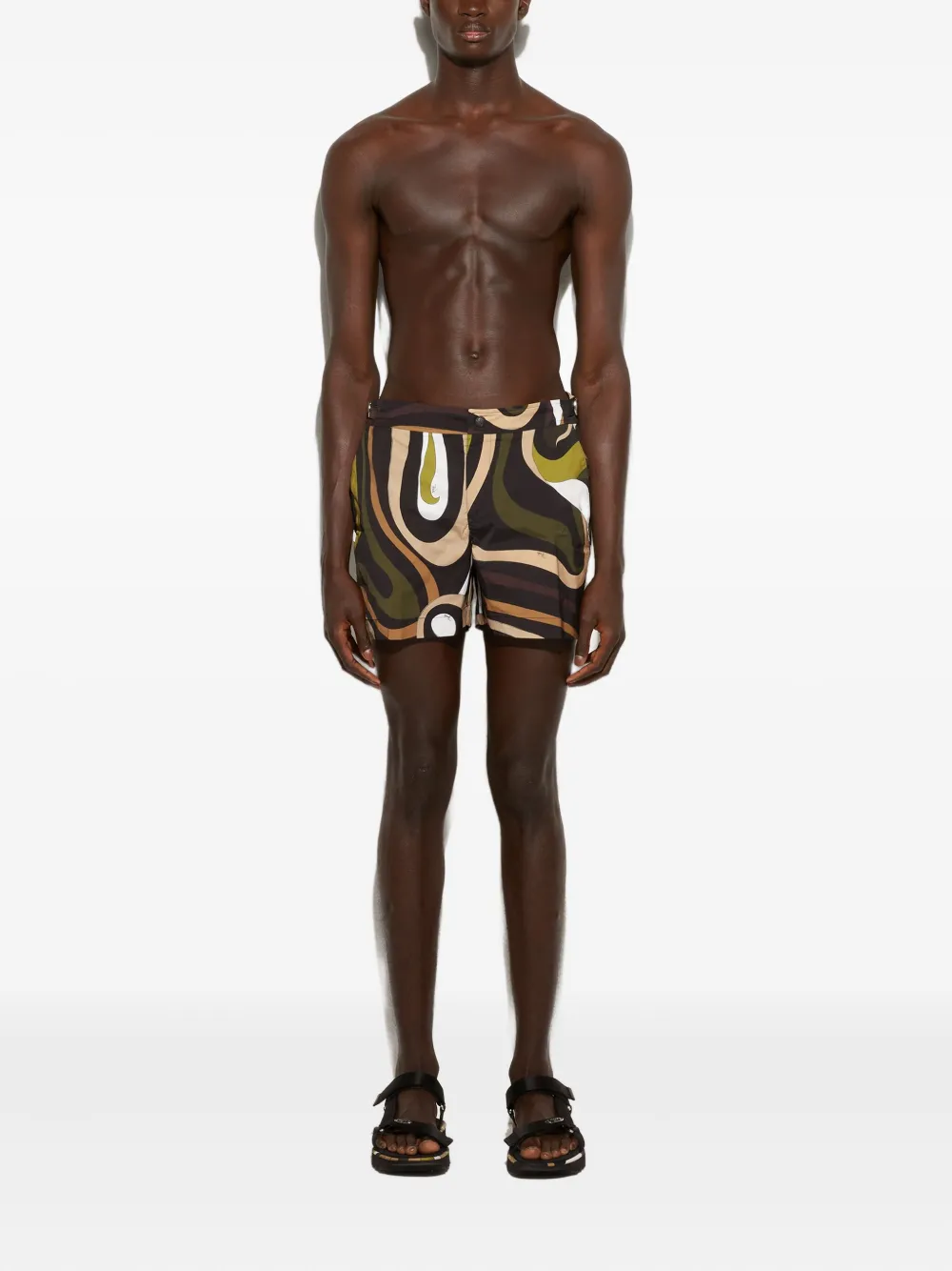 Pucci Abstract-print Swim Trunks In Multi