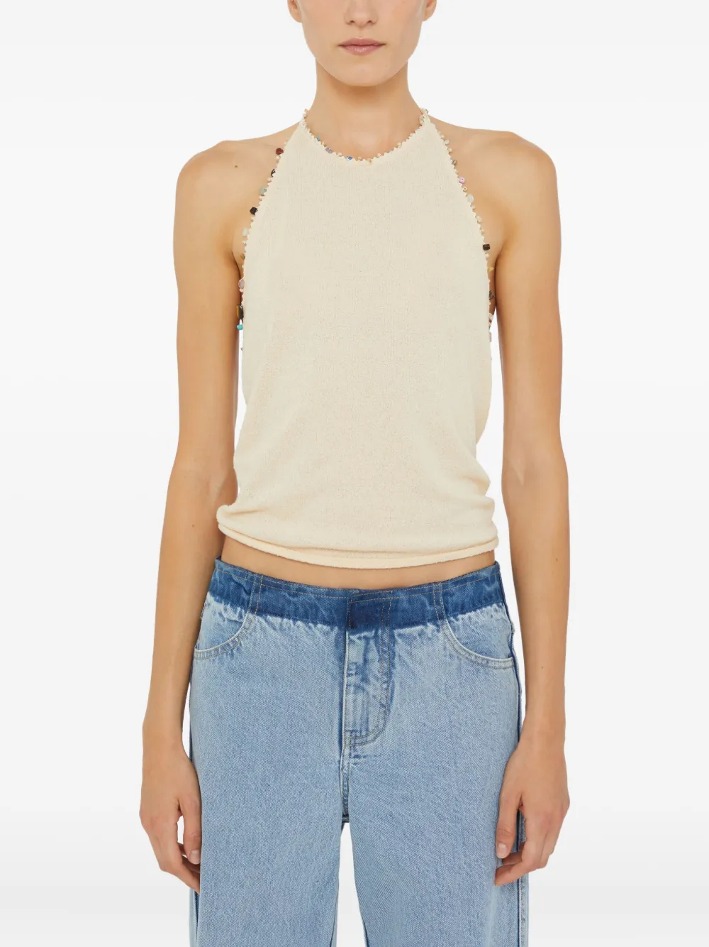 Christopher Esber Beach Quartz Halter-neck Tank Top In Nude