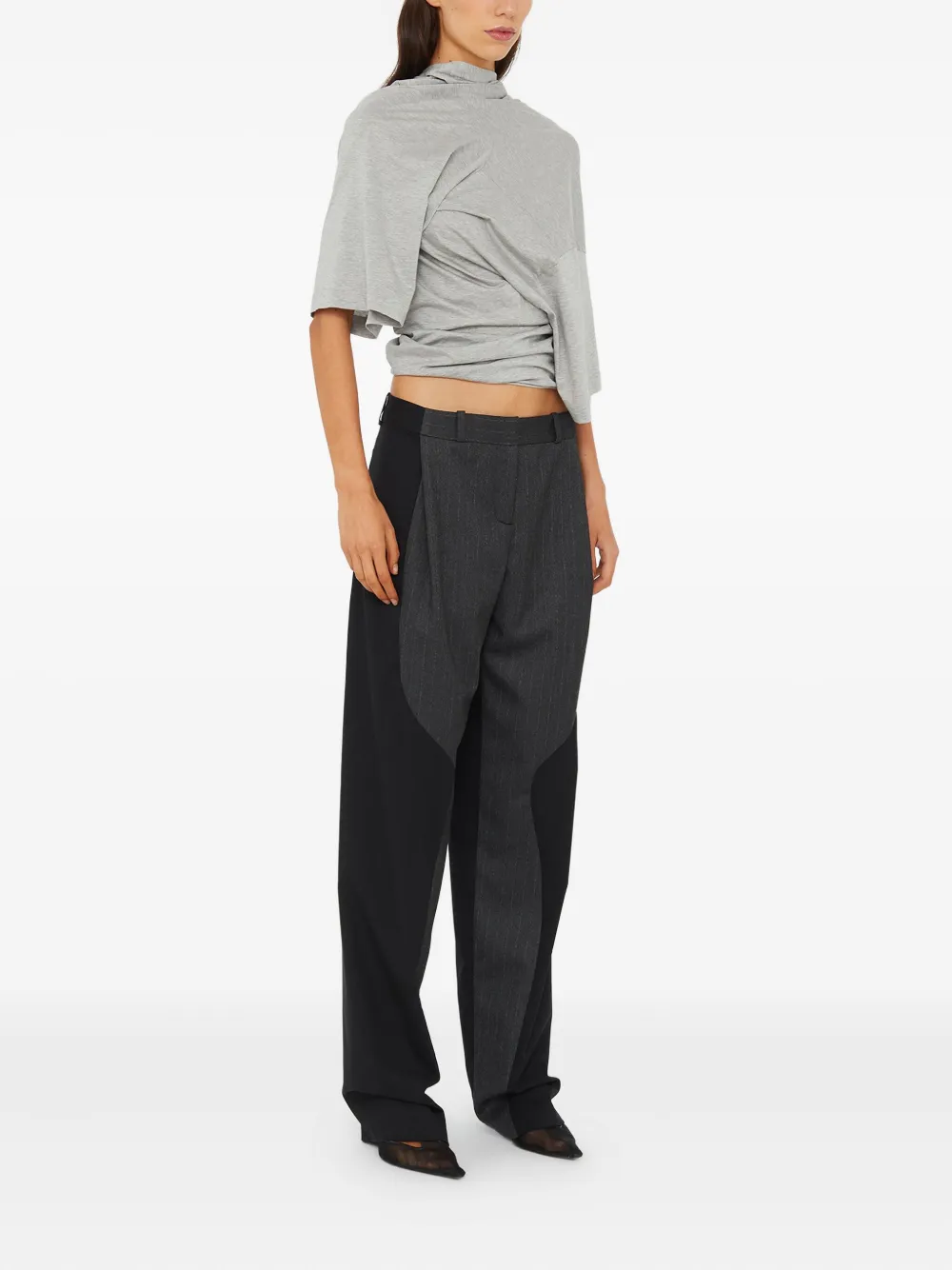 Christopher Esber Distort Draped T-shirt In Gray