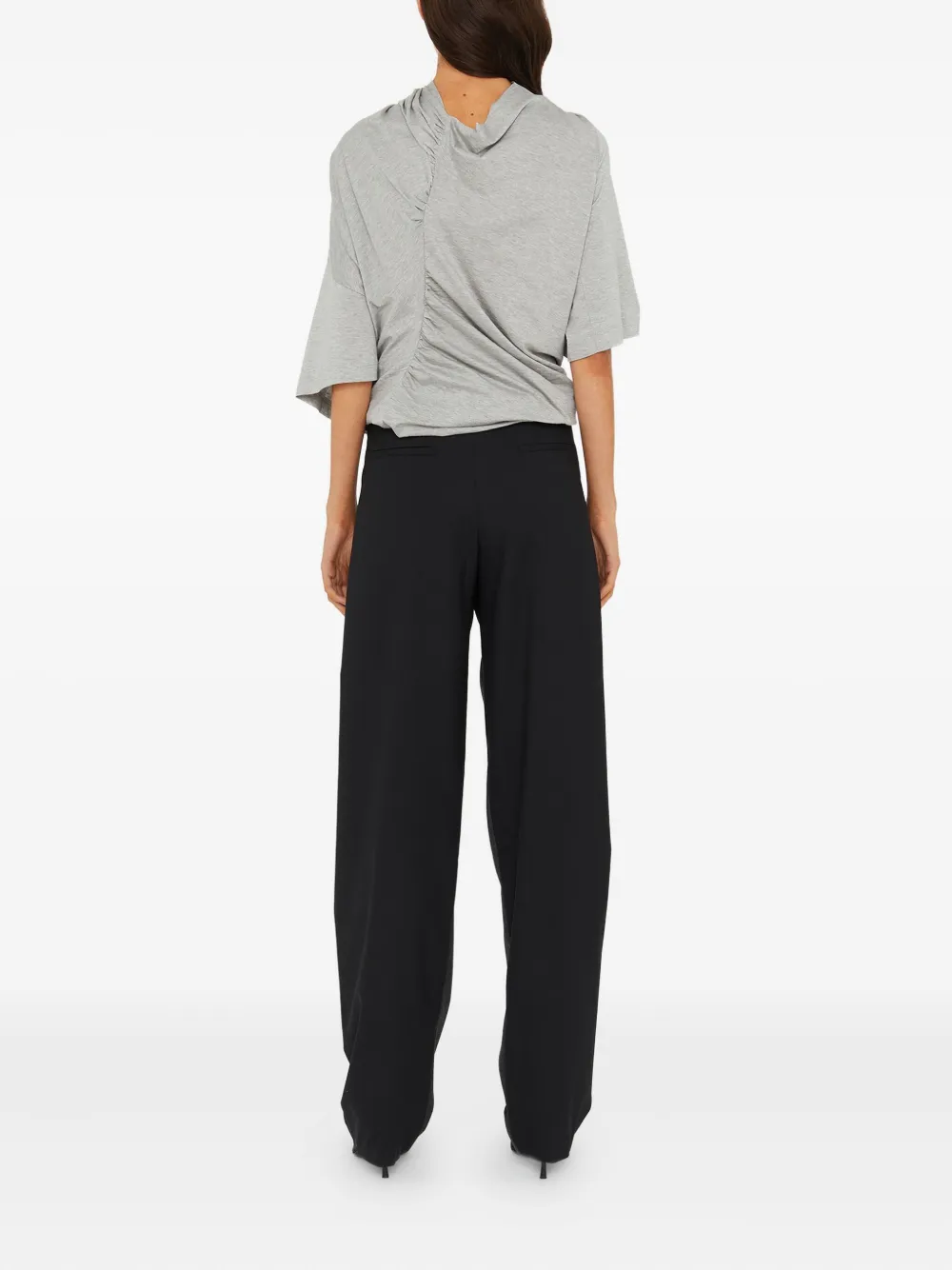 Christopher Esber Distort Draped T-shirt In Gray