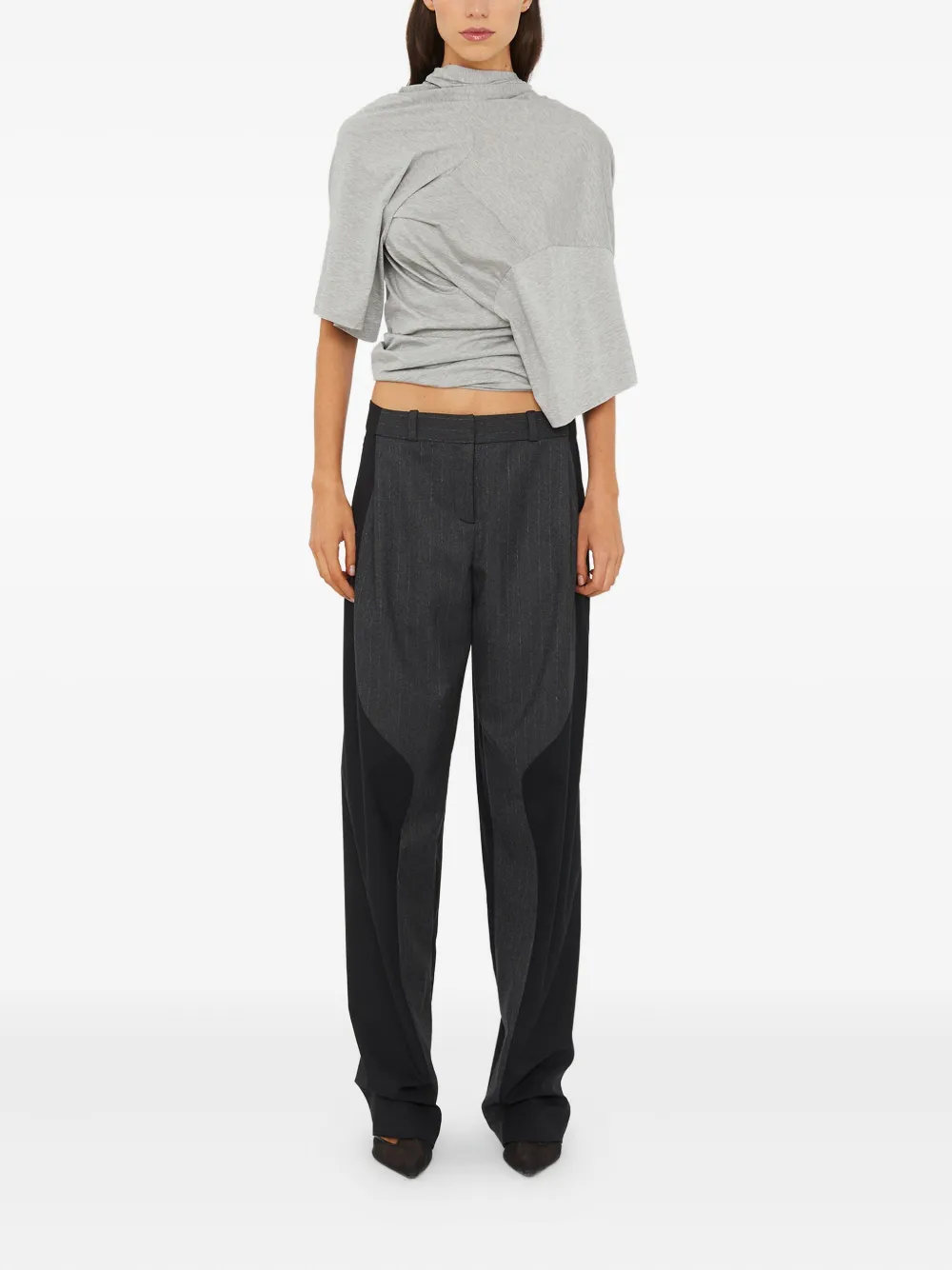 Christopher Esber Distort Draped T-shirt In Gray