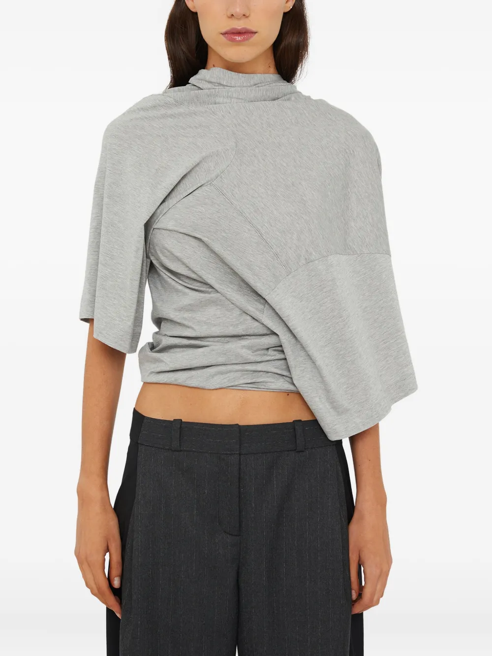 Christopher Esber Distort Draped T-shirt In Gray