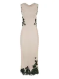 Christopher Esber Hibiscus embroidered-lace-insert midi dress - Neutrals