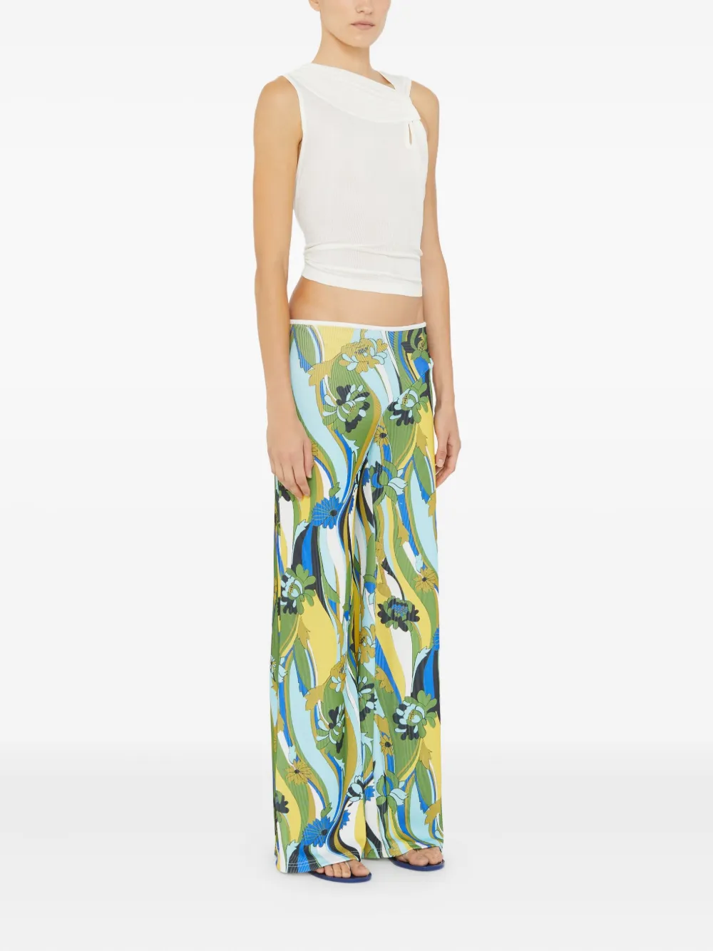 Christopher Esber Acidic Floral Jersey Wide-leg Pants In Multi