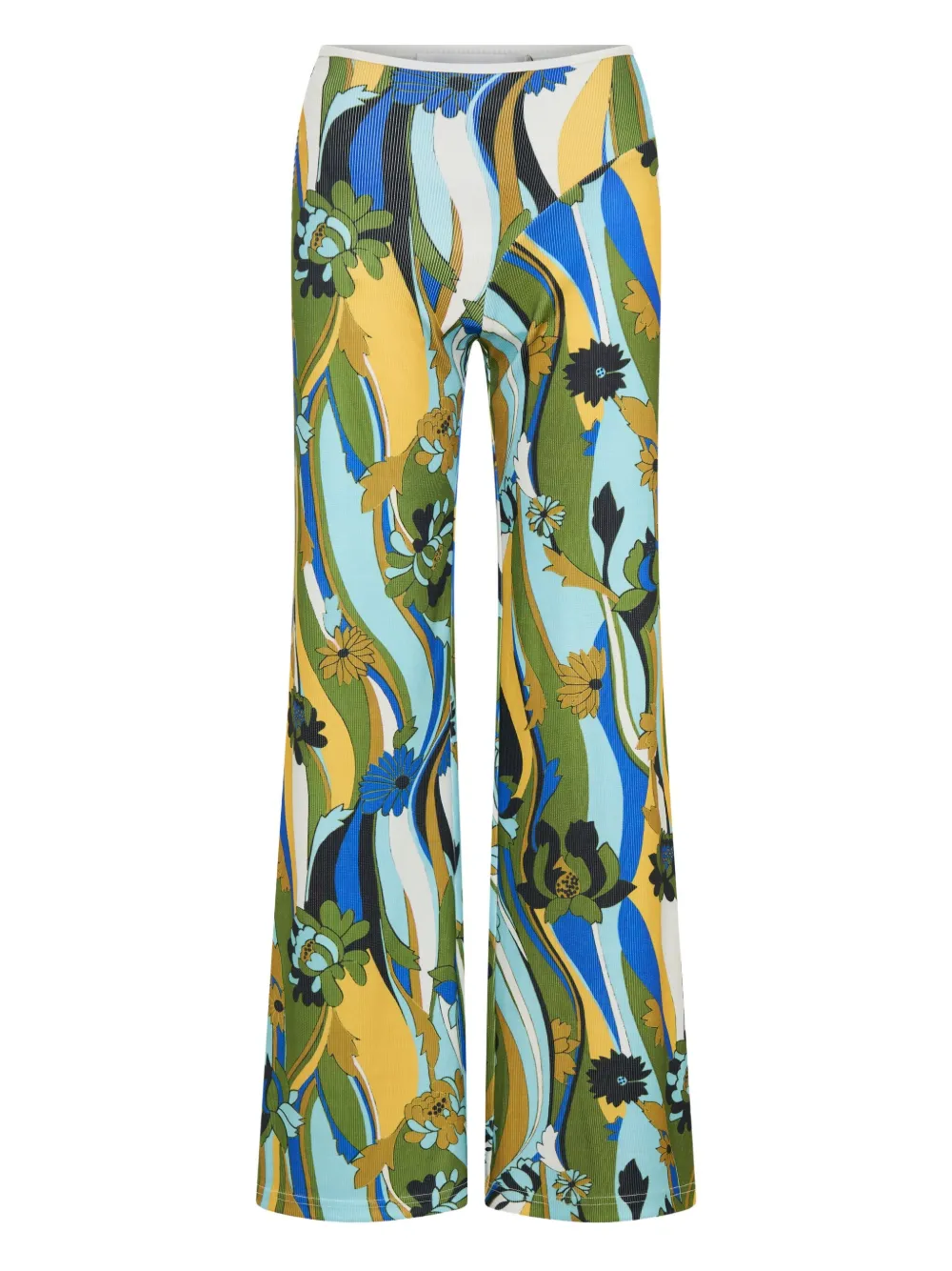 Christopher Esber floral-print ribbed trousers | Green | Image 1