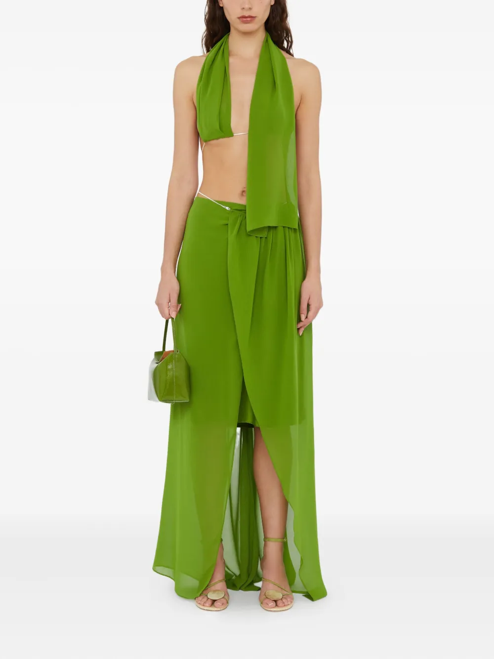 Christopher Esber Chain-detail Silk Top In Green