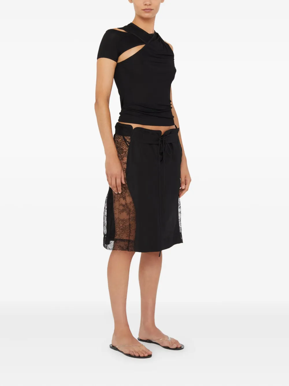 Christopher Esber Draped One-shoulder Rib Top In Black