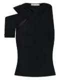 Christopher Esber draped one-shoulder rib top - Black