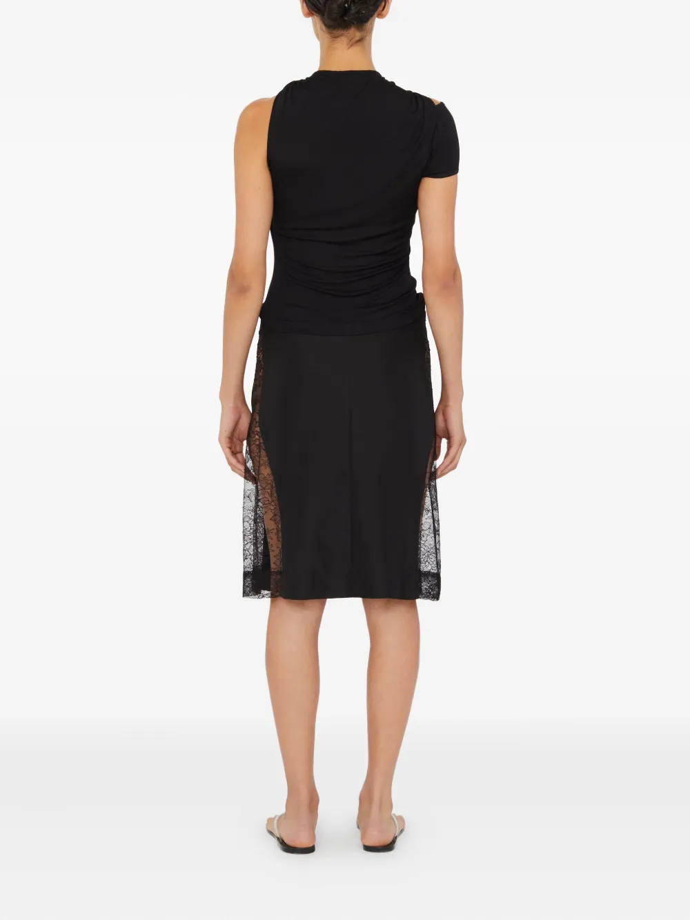 Christopher Esber Draped One-shoulder Rib Top In Black