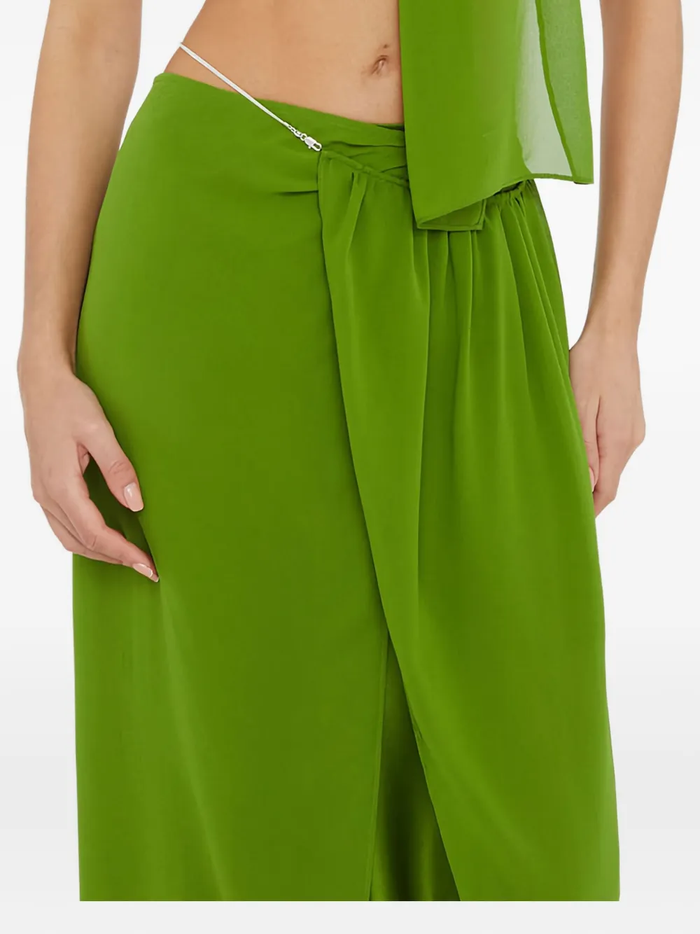 Christopher Esber chain-detail asymmetric sarong skirt - Verde