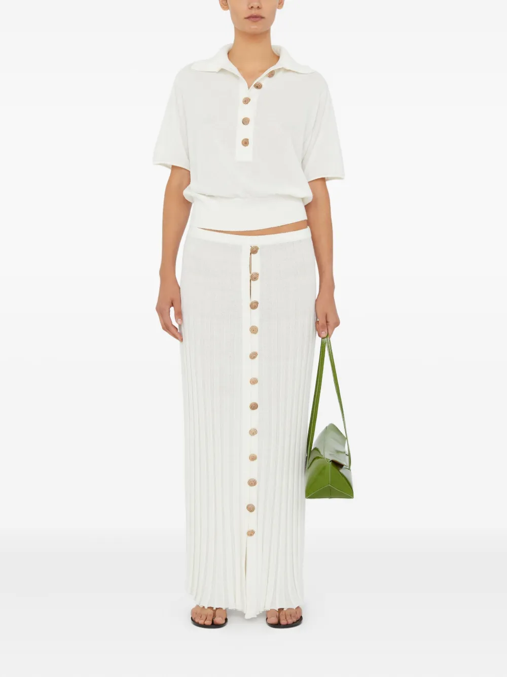Christopher Esber Sundial Shell knitted polo top - Wit