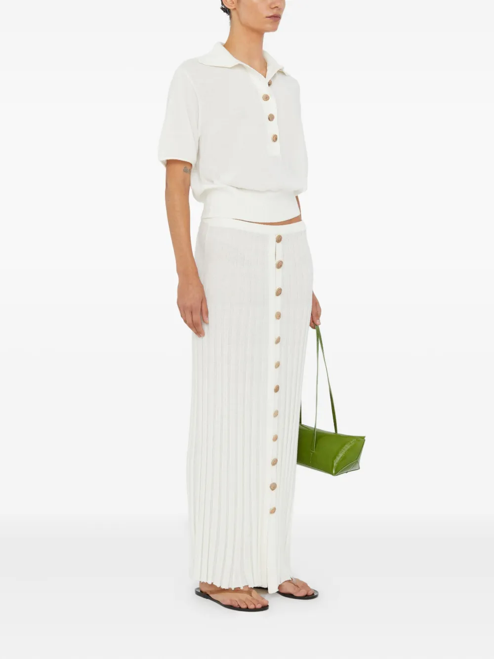 Christopher Esber Sundial Shell Knitted Polo Top In White