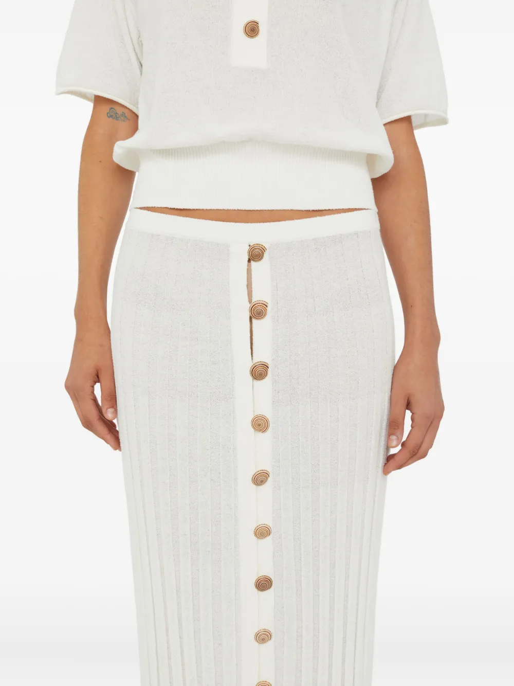 Christopher Esber Sundial Shell Knitted Polo Top In White