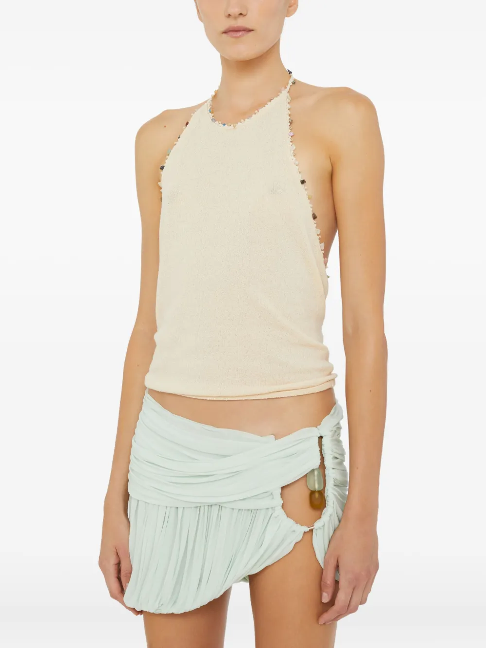 Christopher Esber Pleated Bubble Mini Skirt In Green