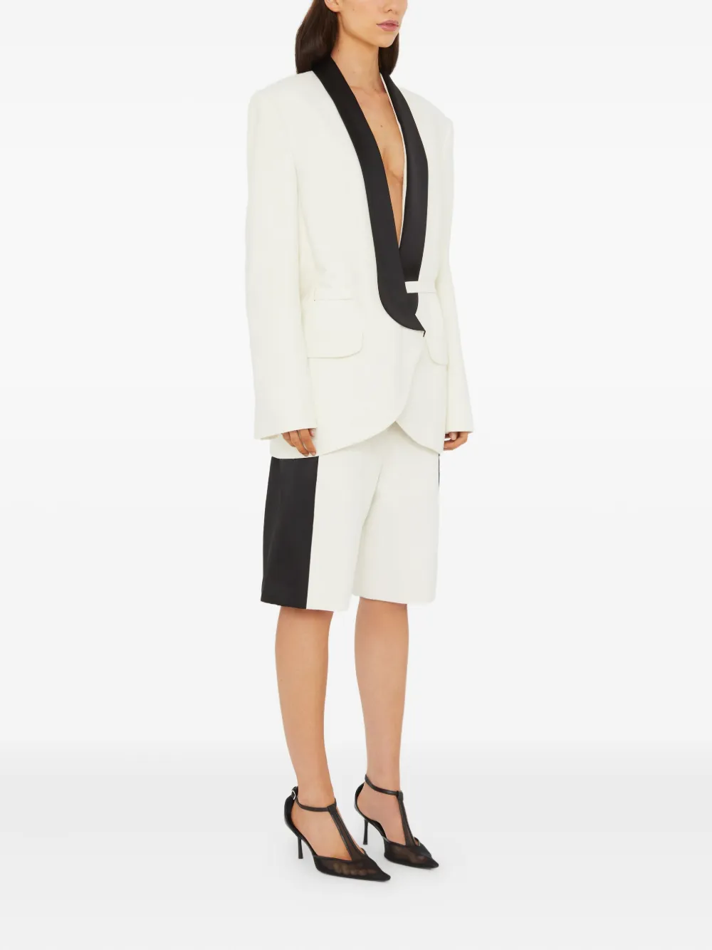Christopher Esber Contrast-lapel Tuxedo Blazer In White