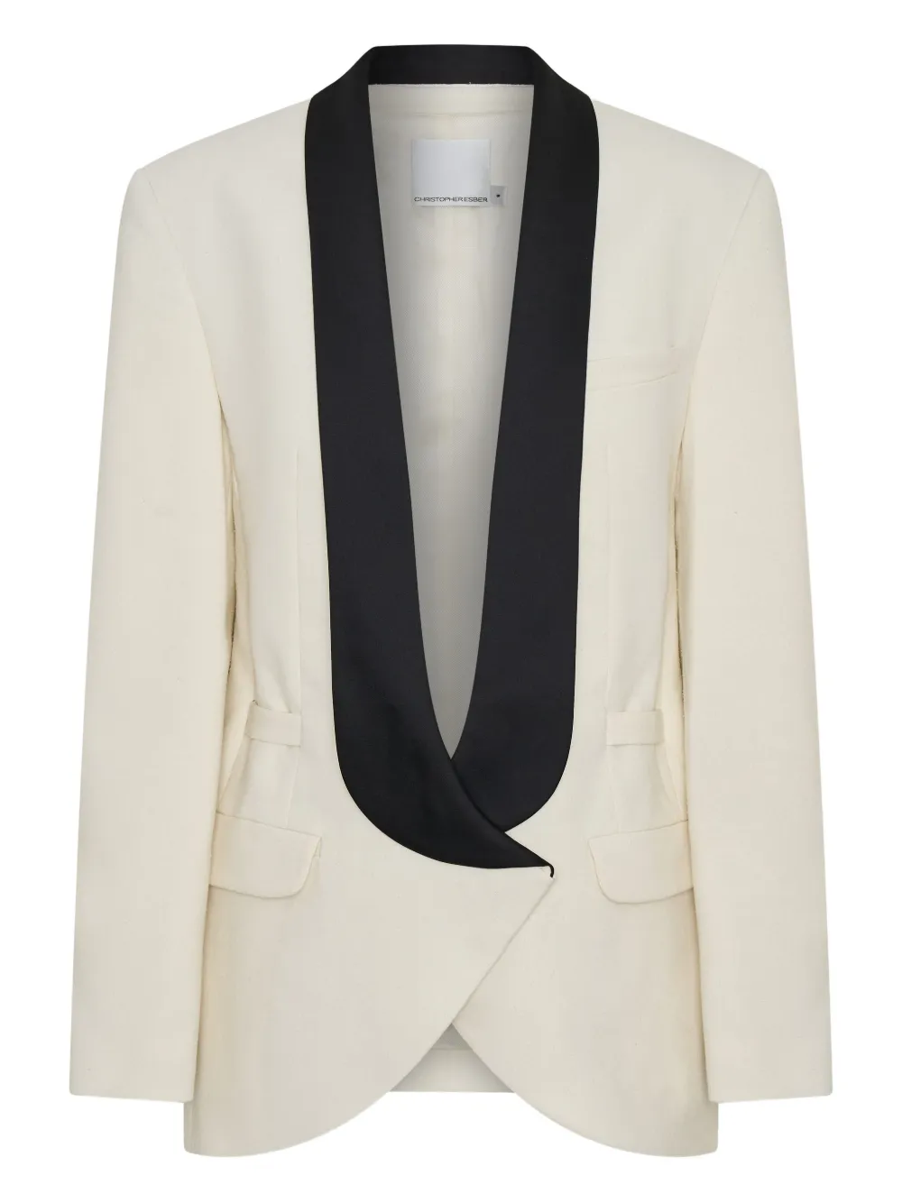 Christopher Esber Contrast-lapel Tuxedo Blazer In White