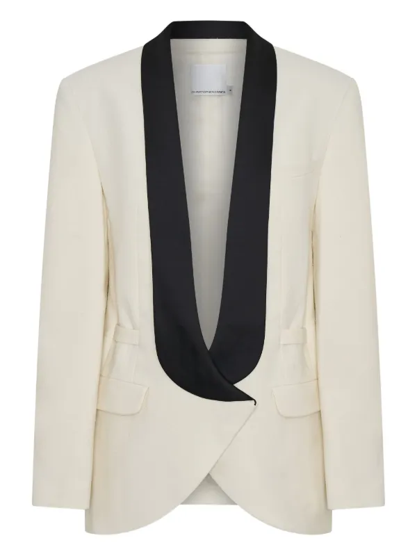 Christopher Esber Contrast-lapel Tuxedo Blazer in White