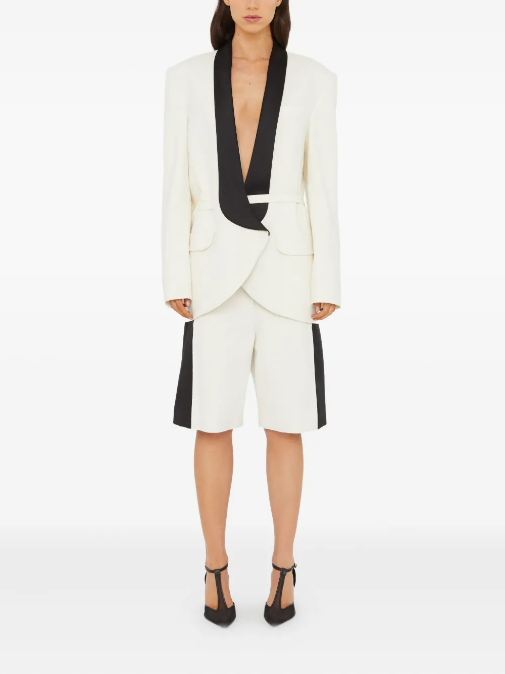 Christopher Esber Contrast-lapel Tuxedo Blazer In White