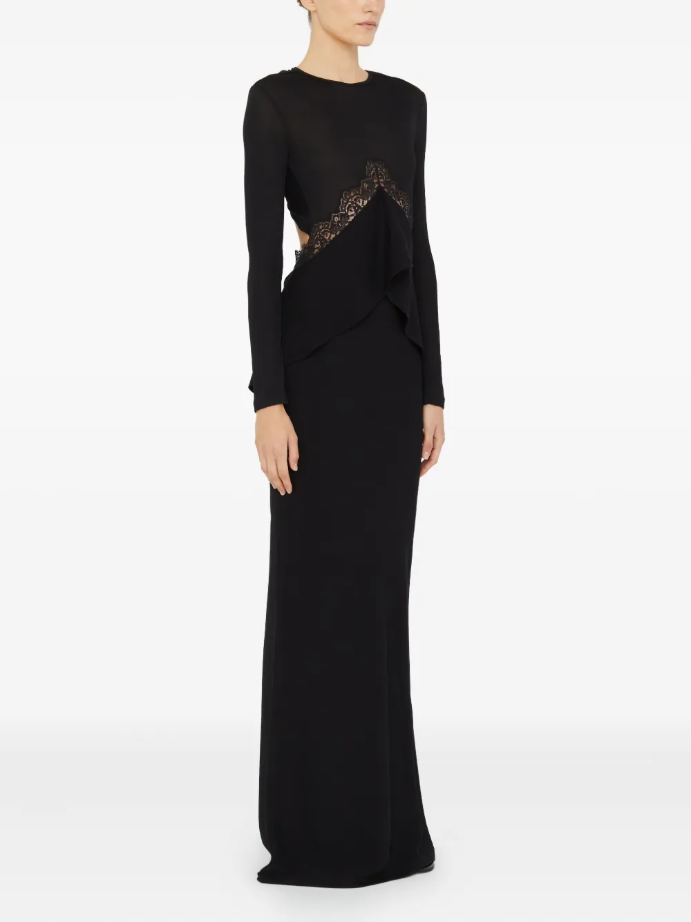 Christopher Esber Lace-insert Column Maxi Dress In Black