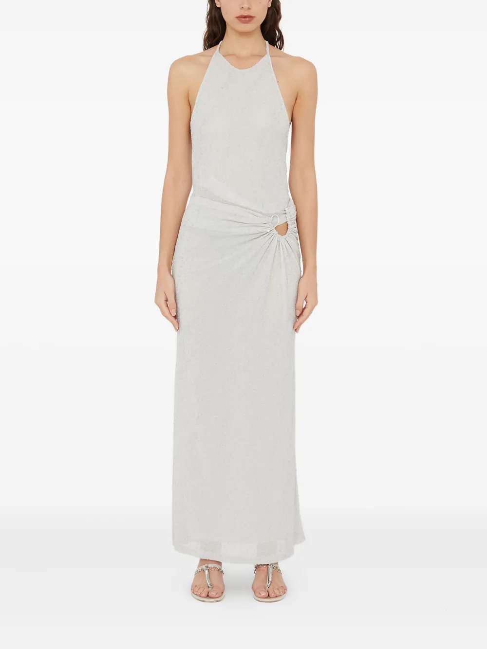Christopher Esber Metallic-detail Halterneck Top In Gray