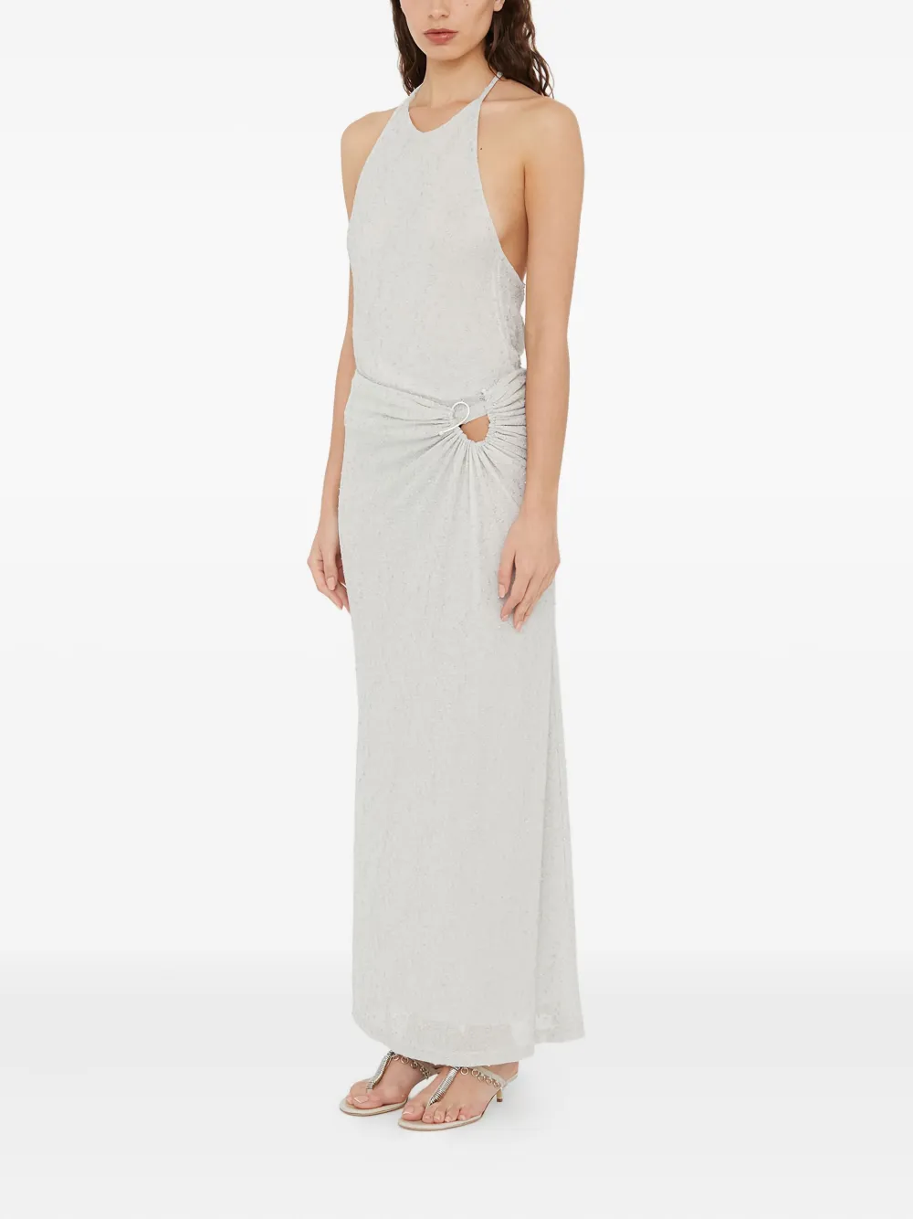 Christopher Esber Metallic-detail Halterneck Top In Gray