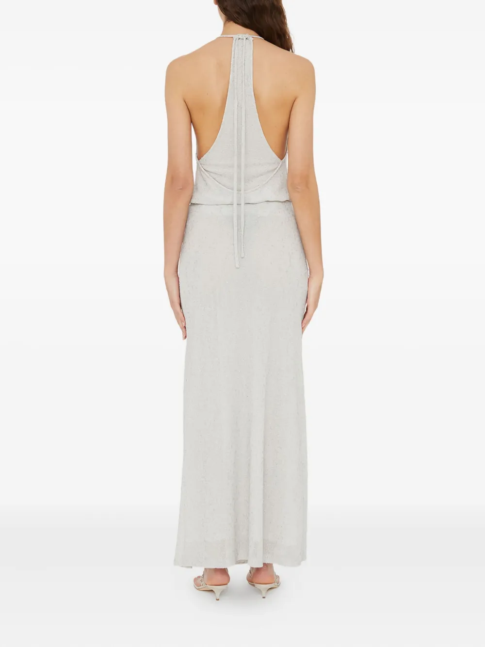 Christopher Esber Metallic-detail Halterneck Top In Gray