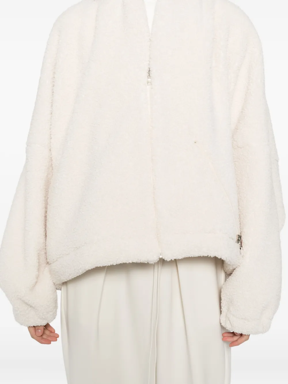 Gdel By Gaze De Lin Bouclé Jacket In White