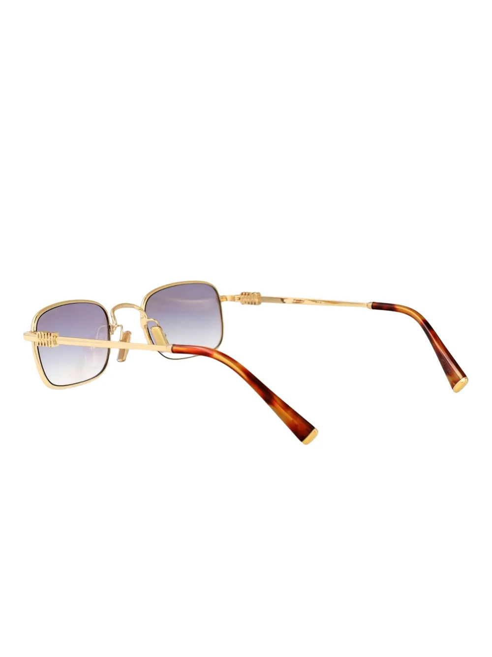 Miu Eyewear Zonnebril met rechthoekig metalen montuur Goud