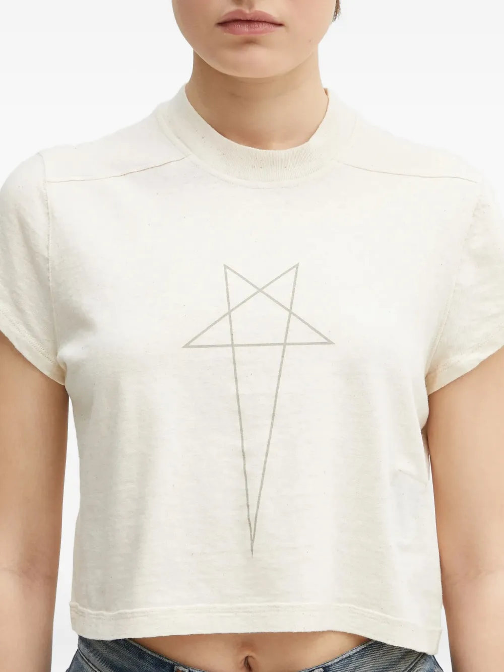 Rick Owens Drkshdw Geometric-print Short-sleeved T-shirt In White