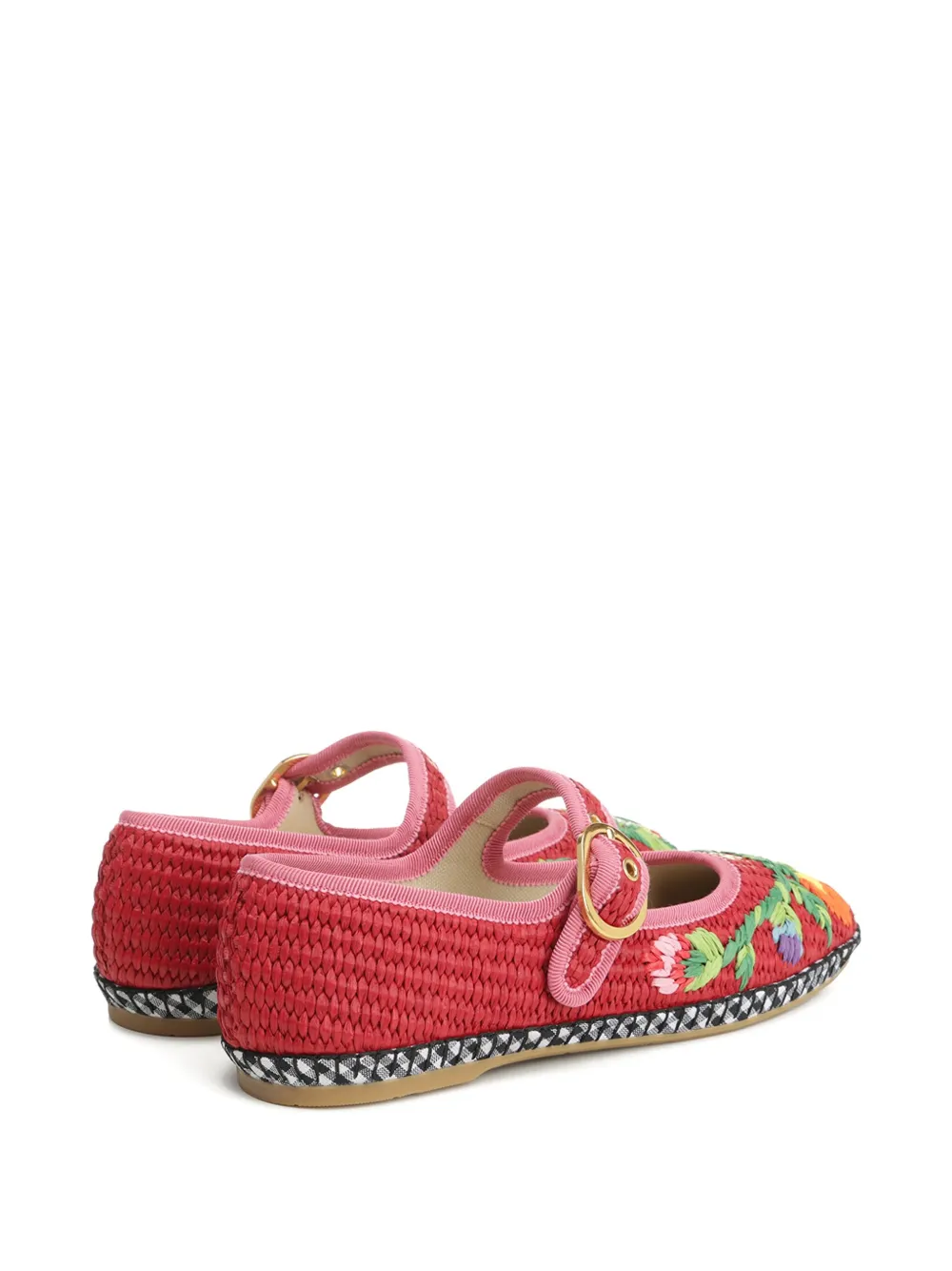 Valentino Endouce Embroidered Ballet Flats In Red