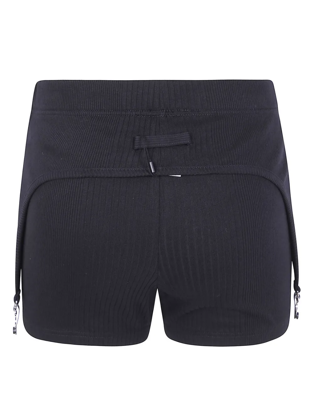 Jean Paul Gaultier Cotton Ribbed Mini Short With Lingerie Garter Clothing In Blue